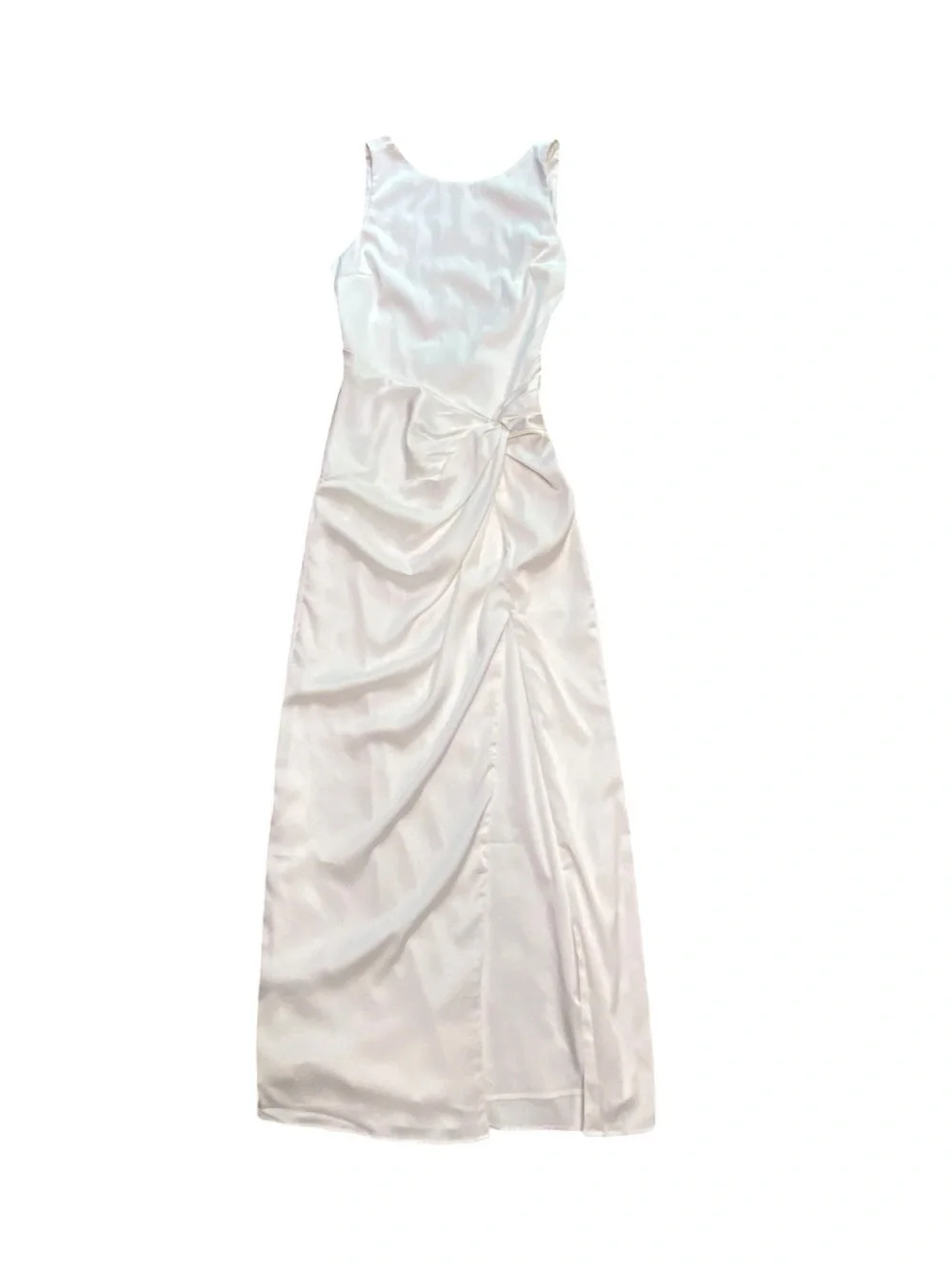 NWT Abercrombie & Fitch White Satin Draped Skirt Maxi Dress S